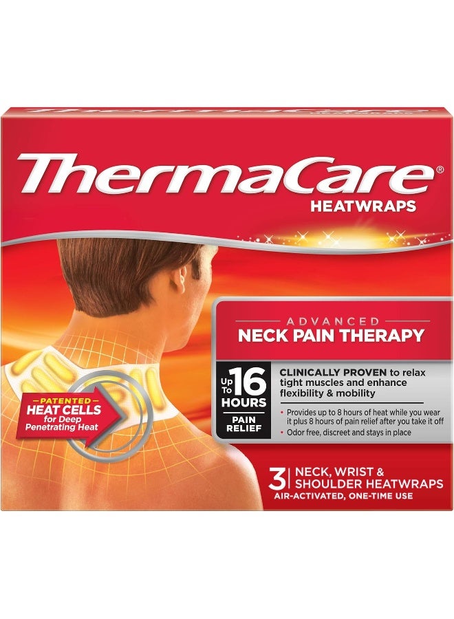 ThermaCare Portable Heating Pad, Neck and Shoulder Pain Relief Patches, Multi-Purpose Heat Wraps, 3 Count - Image 1